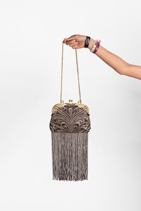Metallic Tassel Clutch