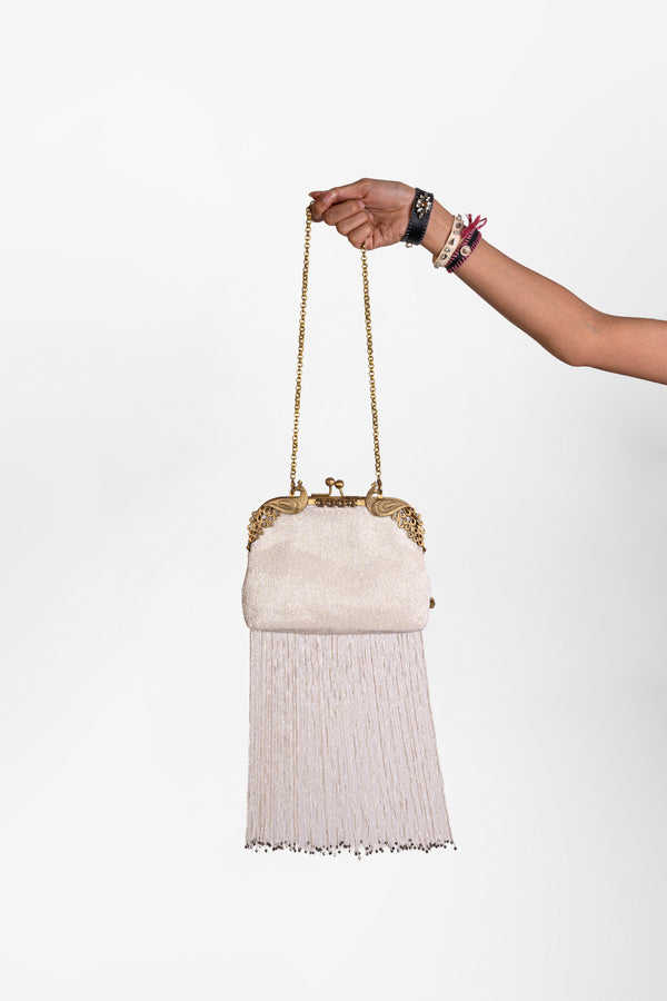 Ivory Tassel Clutch