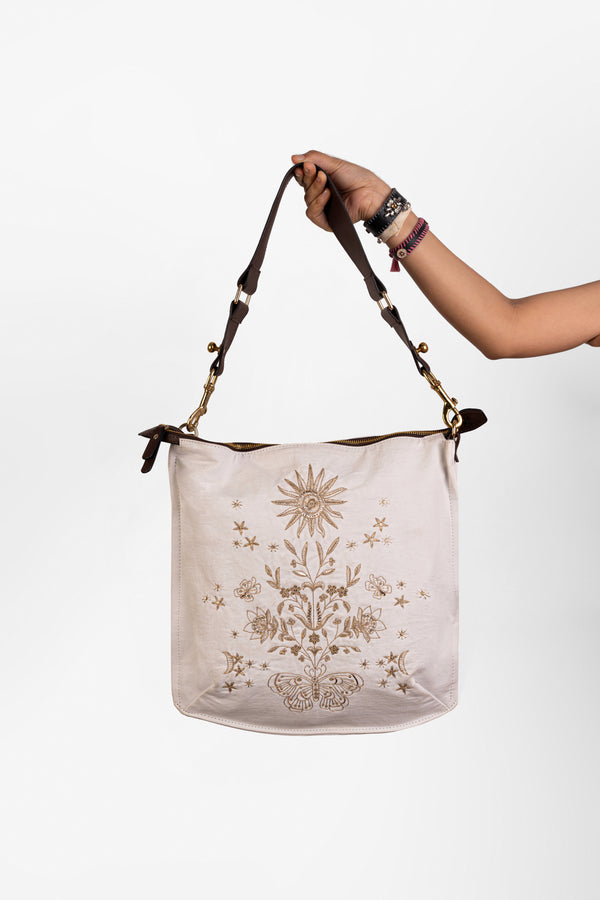 Ivory Denim Bucket Bag