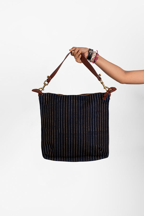 Block print bucket bag